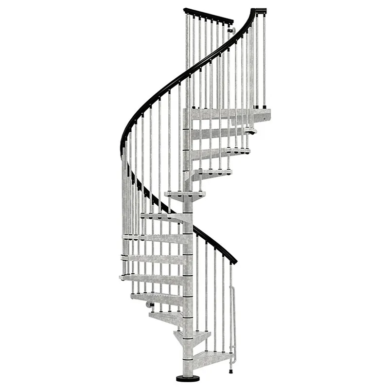 Escaleras de hierro forjado modelo moderno de escalones de madera para exteriores