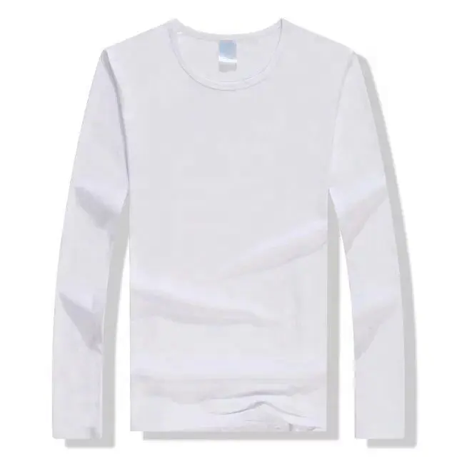 Camiseta de hombre de poliéster blanco de sublimación personalizada de manga larga con sensación de algodón para REGALO/publicidad/promoción