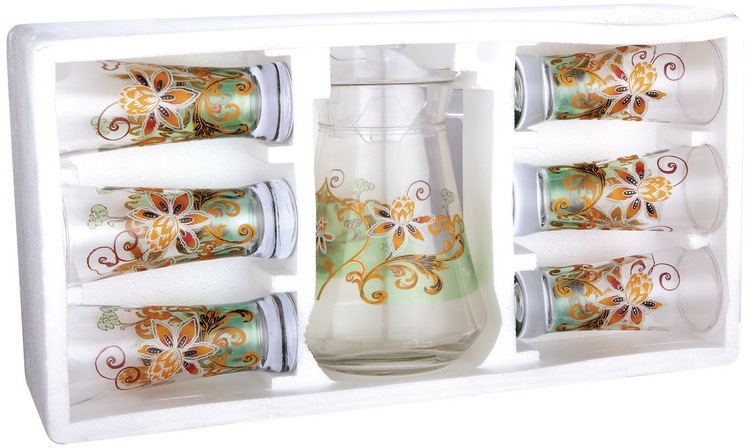 5PCS glass jug set/ water &juice jug set/glass pitcher with cup set glass water set