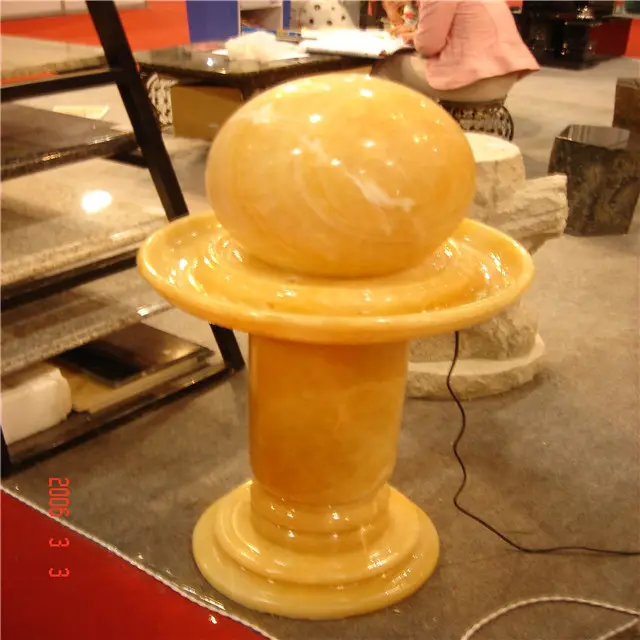 Luxo Amarelo Onyx Barato Bola de Pedra Fontes de Água Interiores