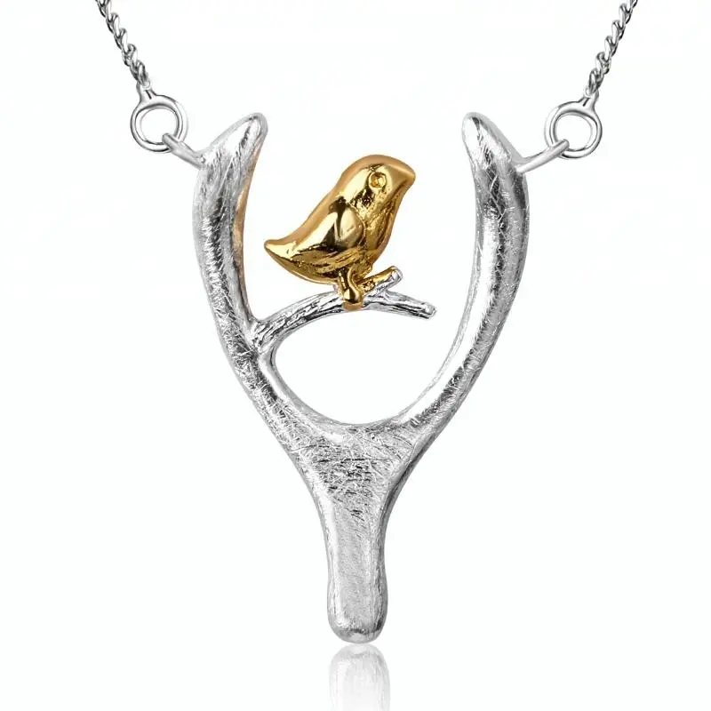 Collana in argento sterling unico di Uccelli e Wish Bone