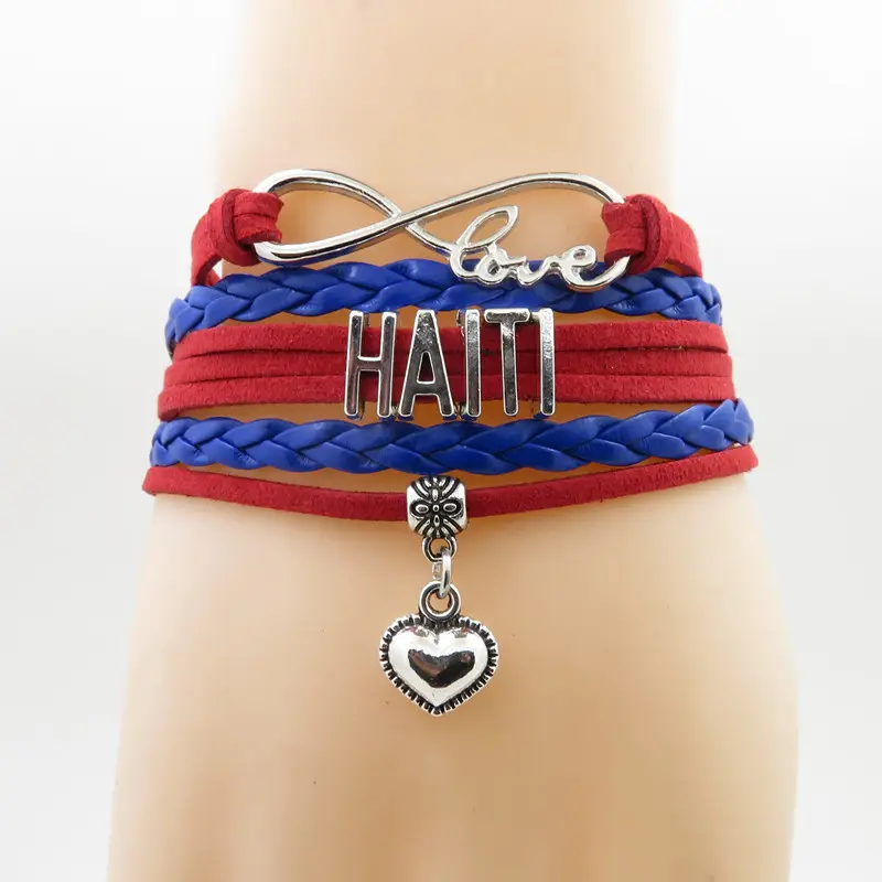 Infinito amore Braccialetto di Fascino del cuore del braccialetto di amore il mio patria haiti haiti bracciali e braccialetti per donna e uomo