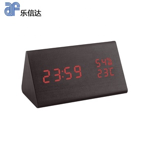 EMAF Cheap Home Decor Temperature Humidity <strong>Display</strong> Wooden Alarm Clock Desk Alarm Clock Wood Modern <strong>Timer</strong> Digital Clock - Product Image 4
