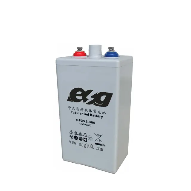 ESGバッテリーディープサイクルソーラーシステム2v300ah 400ahOPZVソーラーチューブラーゲル鉛酸AGMバッテリー
