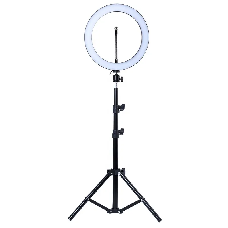 Ring light de led com tripé de maquiagem, para foto, bastão de selfie, com luz de preenchimento de 10 polegadas, regulável, para vídeo ou maquiagem, venda imperdível