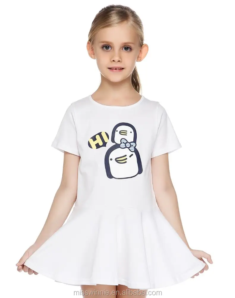 Kızlar beyaz pamuk rop basit tasarımlar sevimli karikatür küçük kız için rop tasarımları ile