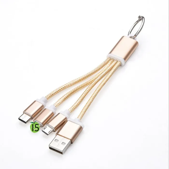 multi charging ports cable with Keyring, 3 in 1 USB Fast Cha
