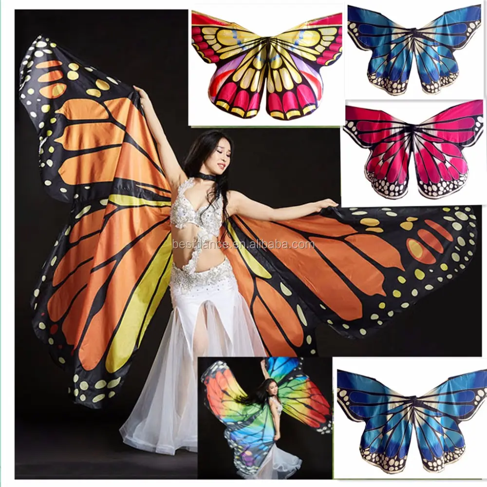 Bestdance mariposa alas de Isis de danza del vientre traje egipcio Ángel alas de ISIS danza del vientre Arco Iris ISIS OEM