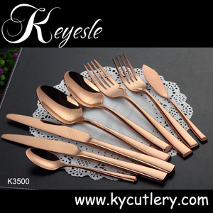 Logo tùy chỉnh <span class=keywords><strong>keyelse</strong></span> Đồng dao kéo, Tây Ban Nha Rose Gold dao kéo, thiết lập dao kéo thép không gỉ đóng gói với dao nĩa và muỗng - Product Image 2