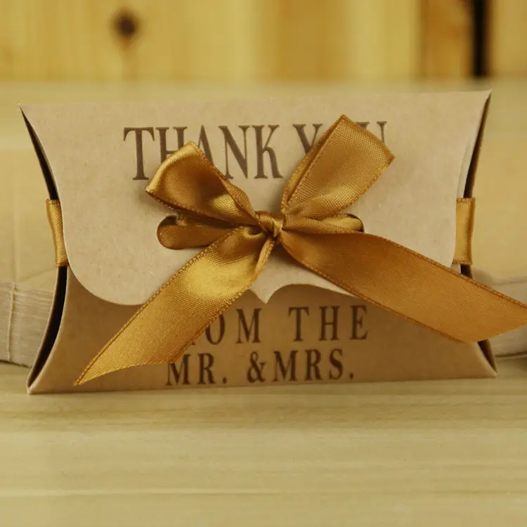 Caja de Papel Kraft para dulces, caja de caramelos, recuerdo de boda, proveedores de fiesta de boda