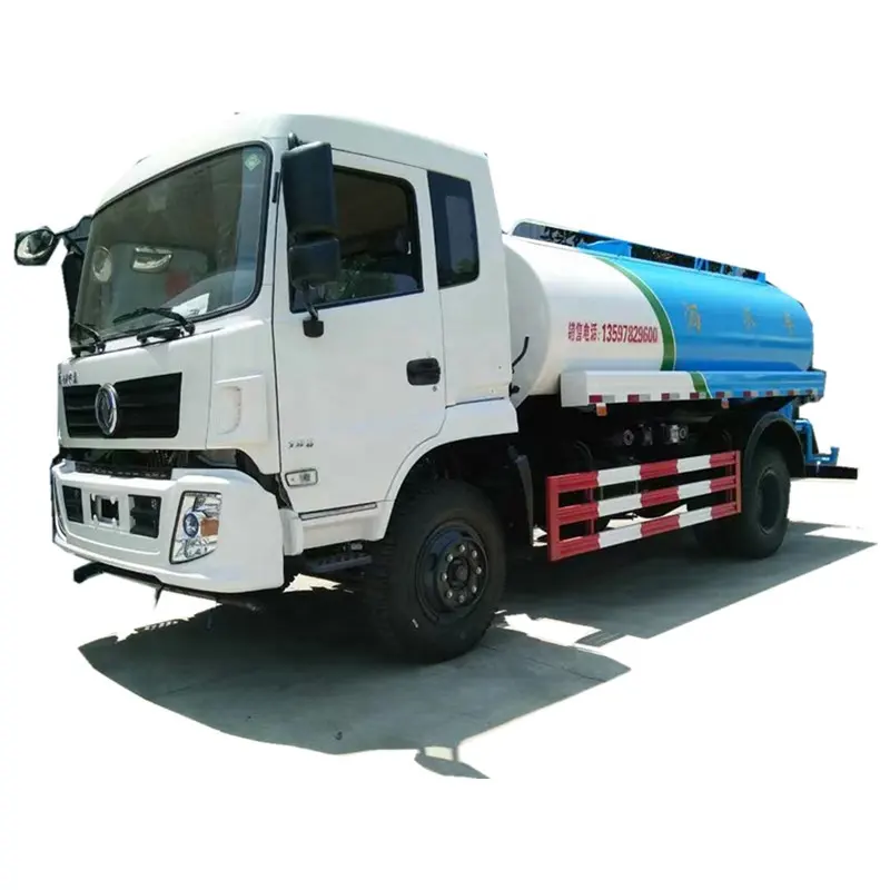 Caminhões de pulverizador de água de baixo preço 10MT a 15MT 4X2 6 rodas, bowser de água com bicos de pato e plataforma alta