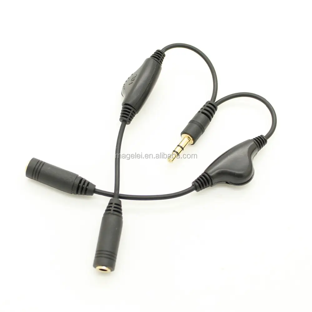 3.5mm Male- Female Headphone Earphone Splitter Audio AUX Cable with volume control