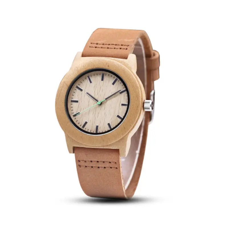 Novo relógio de madeira casual de 42mm, relógio masculino, madeira simples, quartzo, bambu