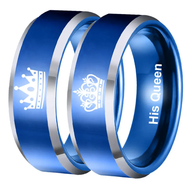 Anillos de Compromiso de acero inoxidable para matrimonio, color azul