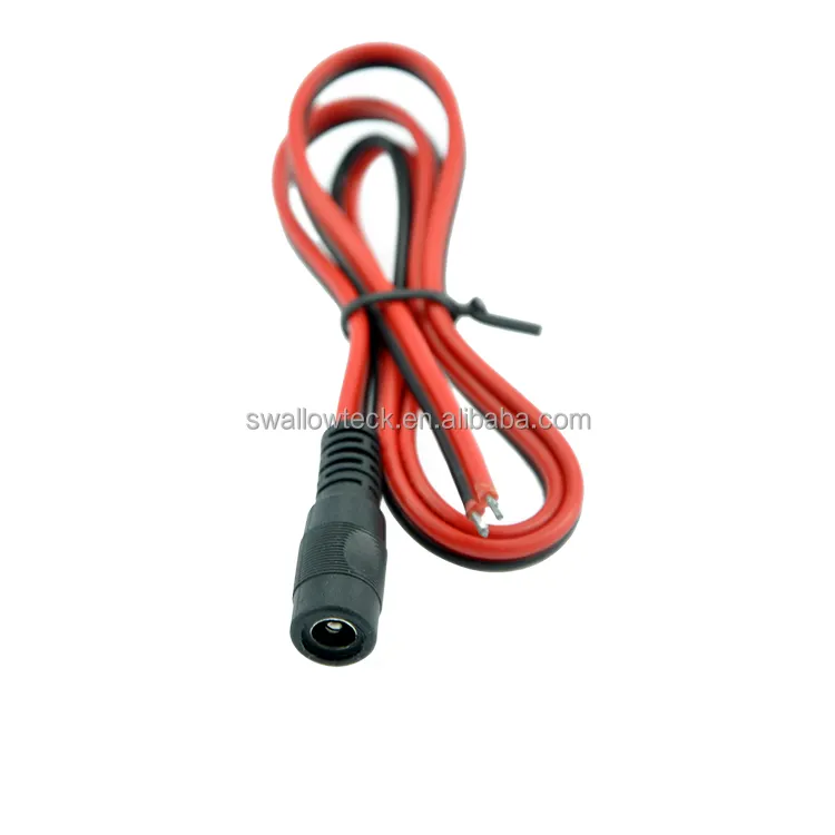wire 20awg 5.5*2.1MM Electric electrical power cable 24V DC Adapter power Cable With Black Red Wire to strip pig till with tin