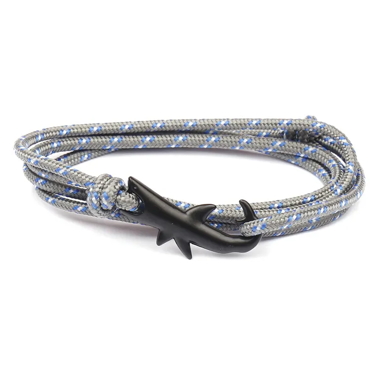 Ocean Shark Rope Bracelet For Women Men Handmade Survival Bracelet Sport Camping Parachute Cord Anchor Bracelet (KB8104)
