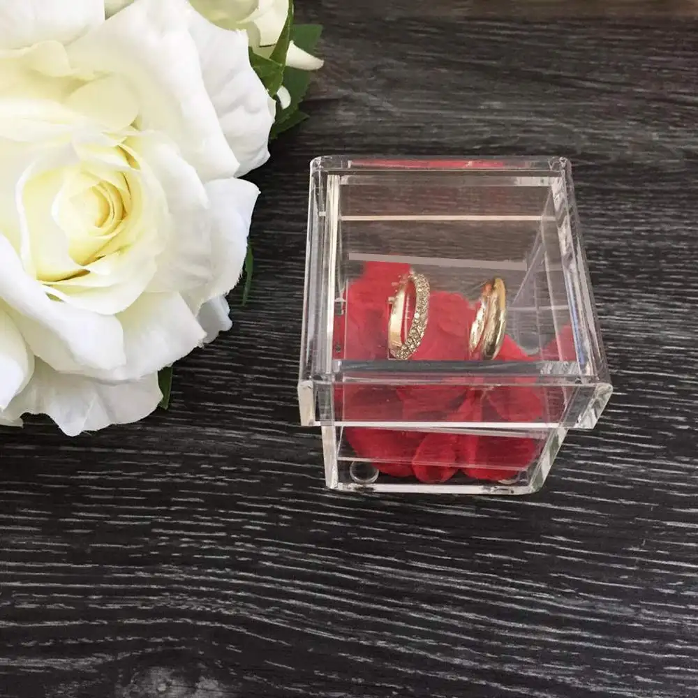 Hohe klare benutzer definierte Plexiglas Schmuck Ring Vitrine Acryl Hochzeit/Verlobung sring Box