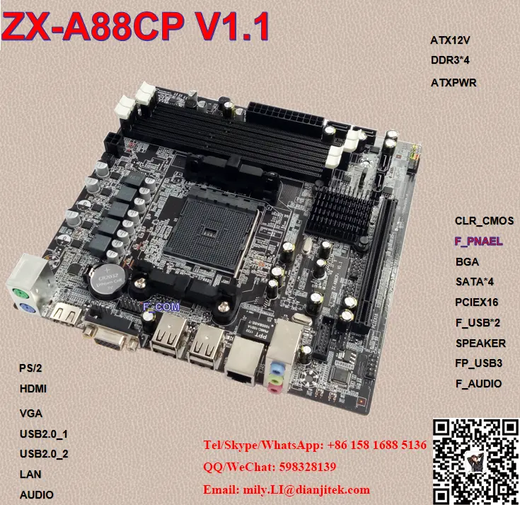 AMD A88 chipset ondersteuning FM2/FM2 + DDR3 Moederbord