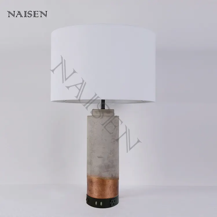 New Contemporary Concrete Wth USB Port 120V Table Lamp Light Etl