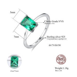 CZCITY 时尚奢华祖母绿结婚戒指为妇女 100% 925 纯银戒指
