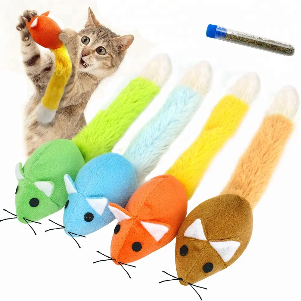 नवीनतम उत्पाद चीन लंबे पंख पूंछ माउस बिल्ली चिढ़ाने के खिलौने मजेदार प्रशिक्षण खेलने पालतू बिल्ली खिलौने आलीशान फर कटनीप माउस
