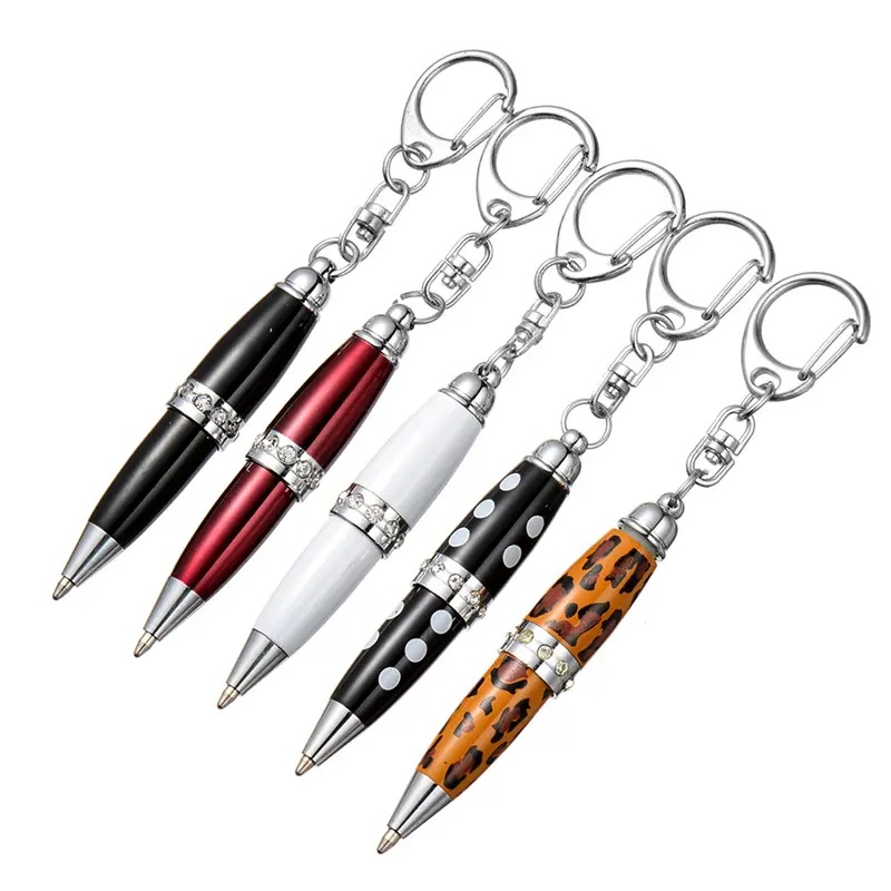 Stylo court portable personnalisé avec strass/diamant Cadeaux promotionnels en métal Mini stylo de poche en cristal bling avec porte-clés