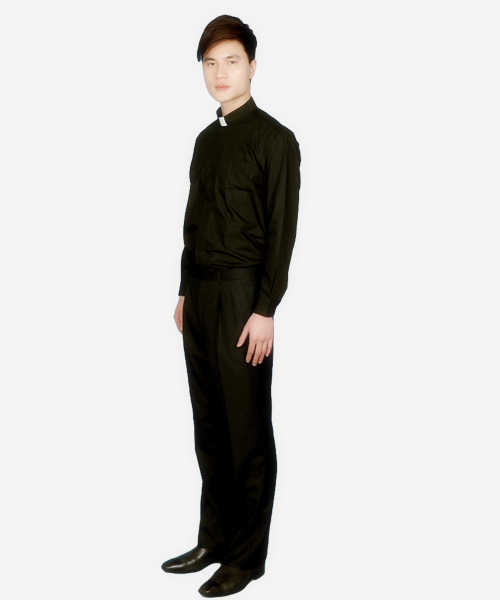Long Sleeve Men's Black Clergy Shirts
