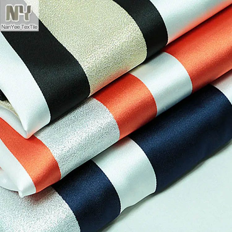 Nanyee Textile Cheap Polyester Metallic Blending Jacquard Stripe Fabric