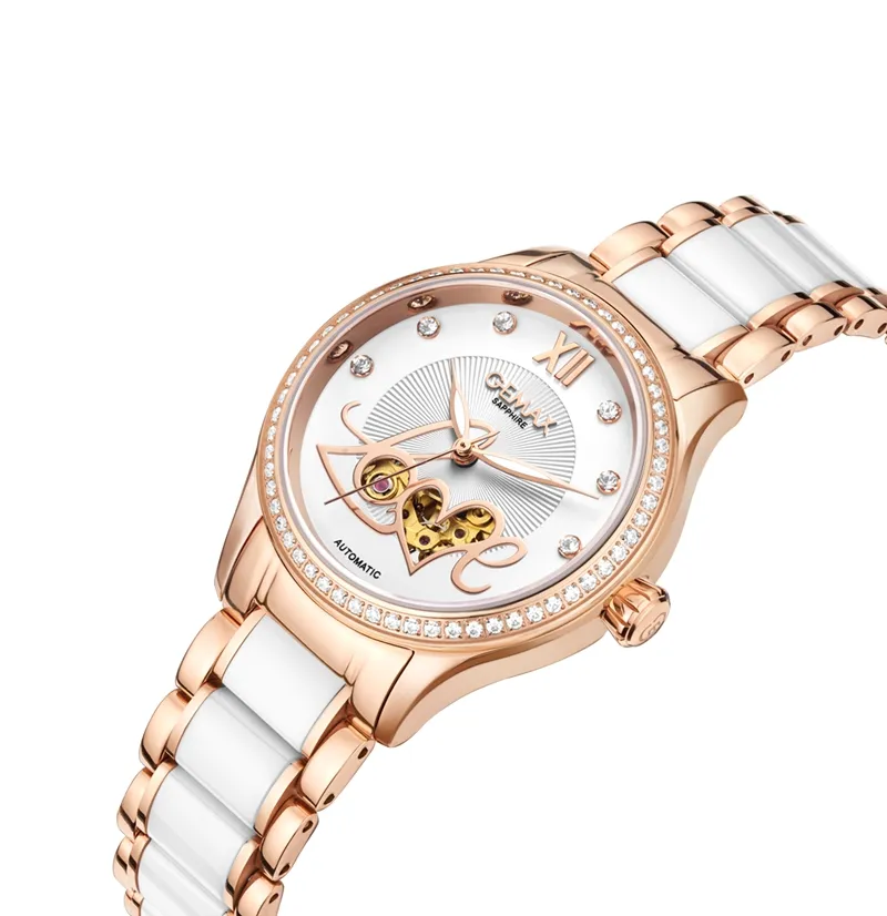 high quality automatic mechanical wrist watch stainless steel luxury women watch