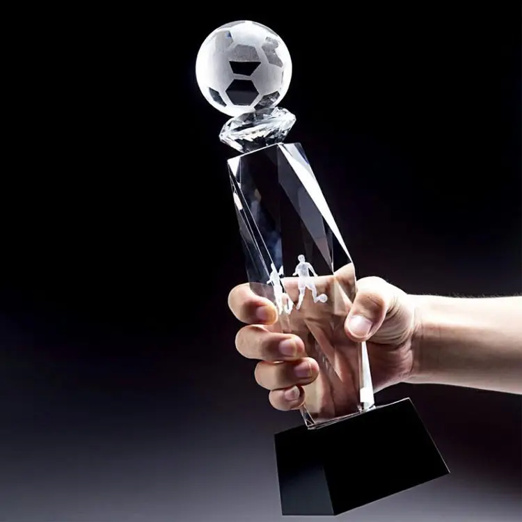 Copa de Fútbol americana, trofeo de cristal K9 con grabado láser 3D, Bola de Rugby, copa de fútbol