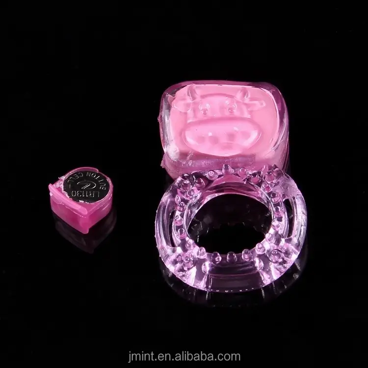 Anillo de plástico con forma de animal para hombre, anillo de pene con batería reemplazable, gelatina vibratoria, reutilizable