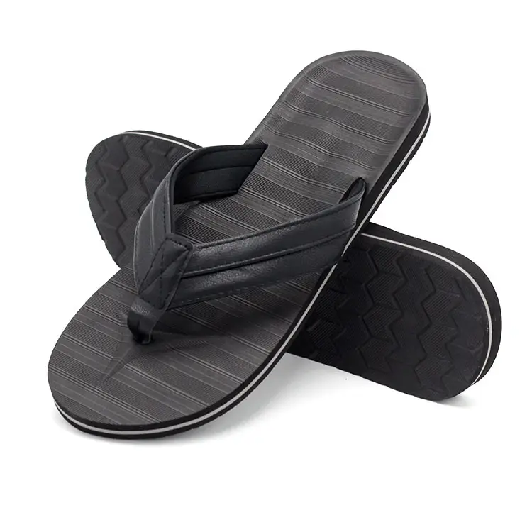 Oem fabricante anti deslizamento de verão personalizado, sandália para homens, eva de couro preto em massa