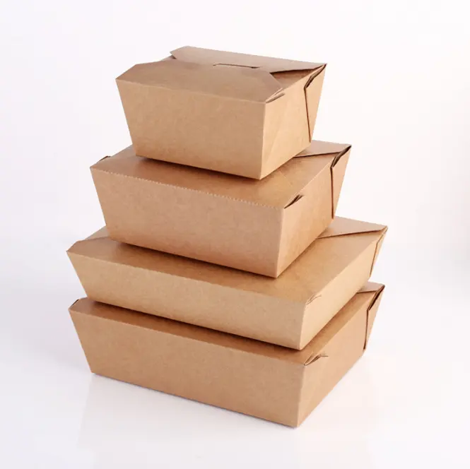 Conteneur alimentaire en papier Kraft fabriqué en chine, boîte à emporter avec différentes tailles, pièces