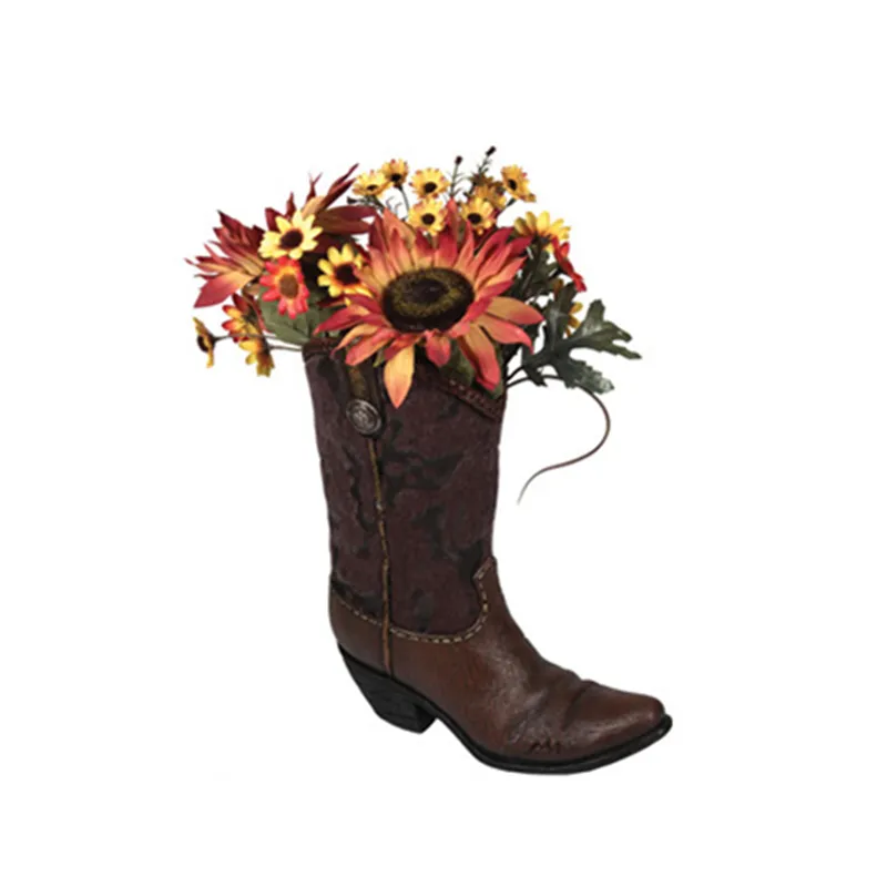 Reçine batı kovboy botları dekoratif çiçek vazo ekici