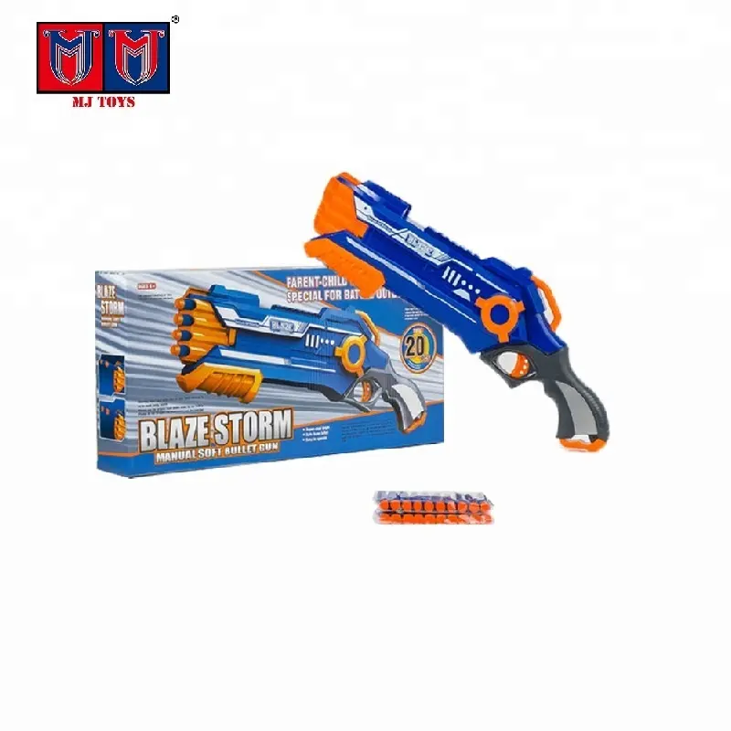 plastic shooting play soft kids toy gun with 20 pcs bullet set