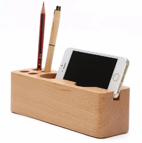 Houten bureau pen/potlood houder multi- functie houten penhouder