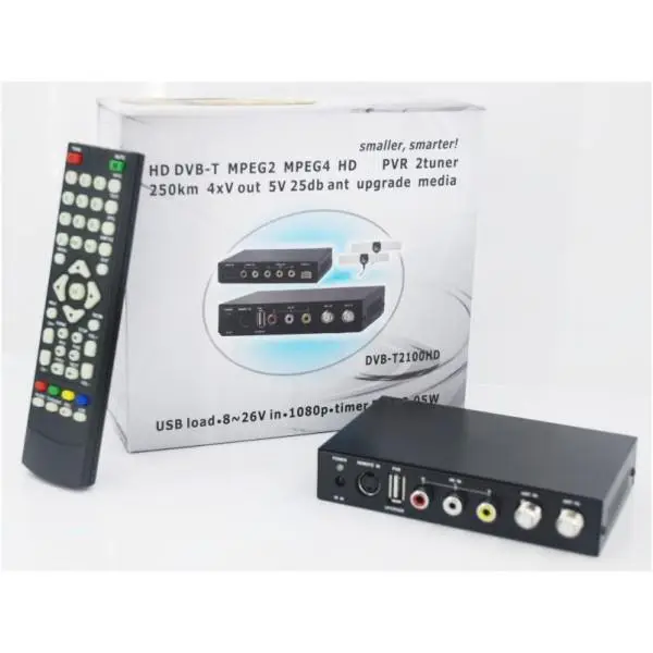 Dvb-t mpeg4 usb tuner tv DVB-T2100HD-612 Voiture TDT TNT HD SD DVB-T Récepteur MPEG4/H.264 double tuners, Enregistreur USB