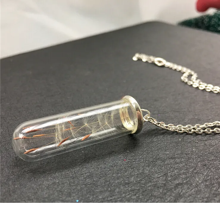 New style 2016 fashion jewelry mini glass bottle dandelion mustard seed necklace