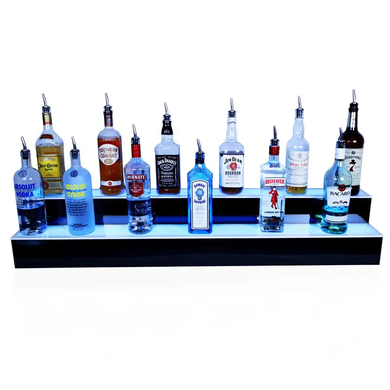 Acrylic Led Lighted Liquor Bottle Display Illuminated Stand Perfume Bottle Display Stand Shelf With Remote Control For Home Bar