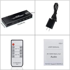 4K 4x2 HDMI矩阵开关分离器，带红外光学SPDIF 3.5毫米音频提取器 - Product Image 5