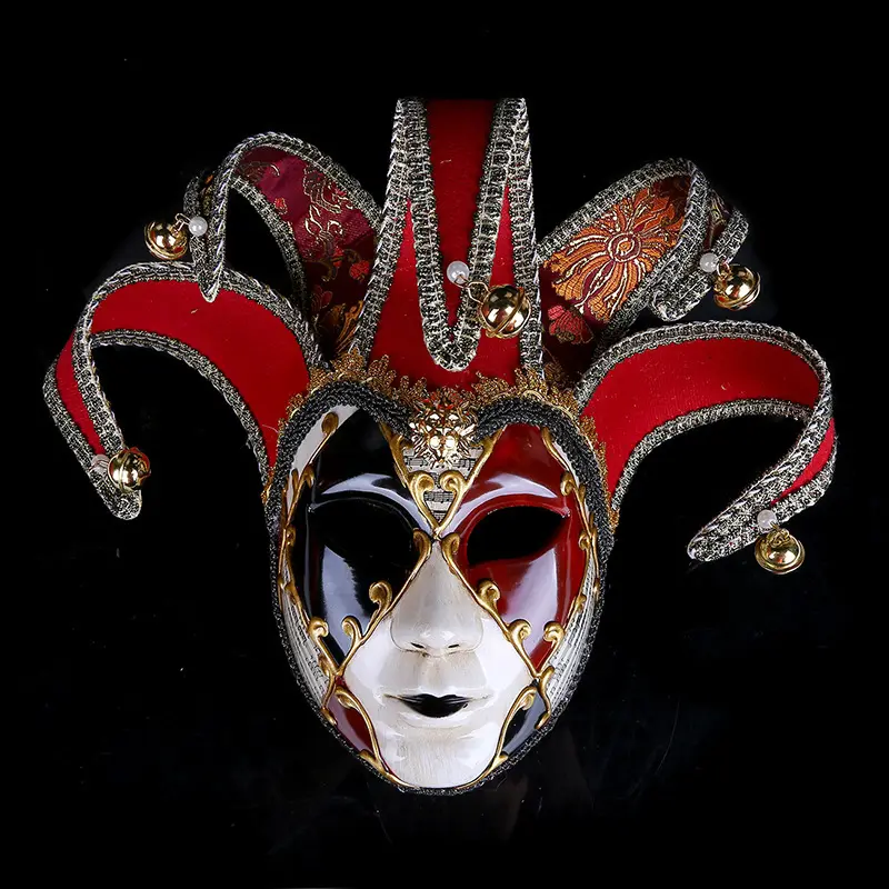 Mascarilla veneciana de Jester, máscara de cara completa de Mardi Gras