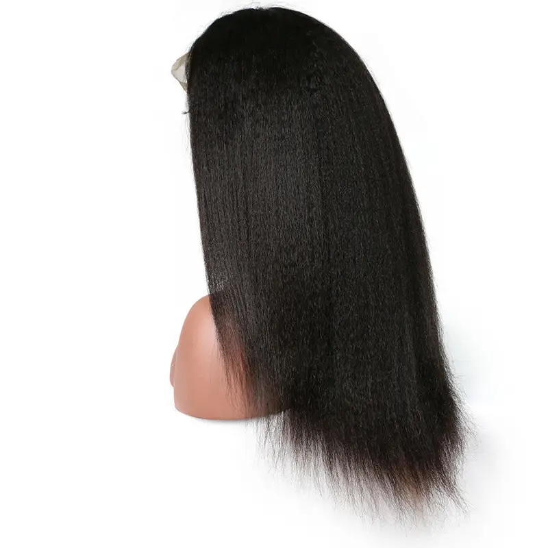 Completo saxy imagen yaki del pelo humano cabello natural caliente de la venta 360 LACE frontal peluca para las mujeres negras