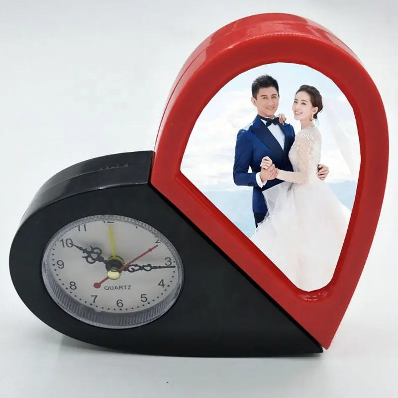 Многофункциональная вращающаяся DIY сублимационная фоторамка с часами с зеркалом для макияжа для свадебных подарков