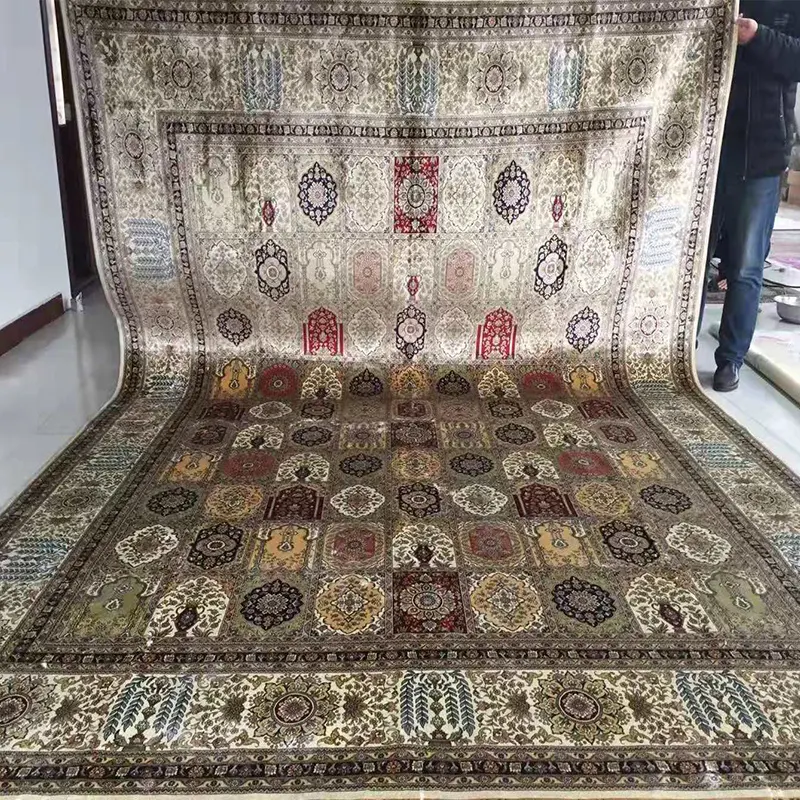 260 ligne grande taille tapis patchwork noué à la main en soie véritable