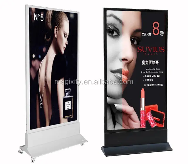 LED advertising light box vertical double-sided magnetic billboards with mobile ultra-thin floor-mounted light box