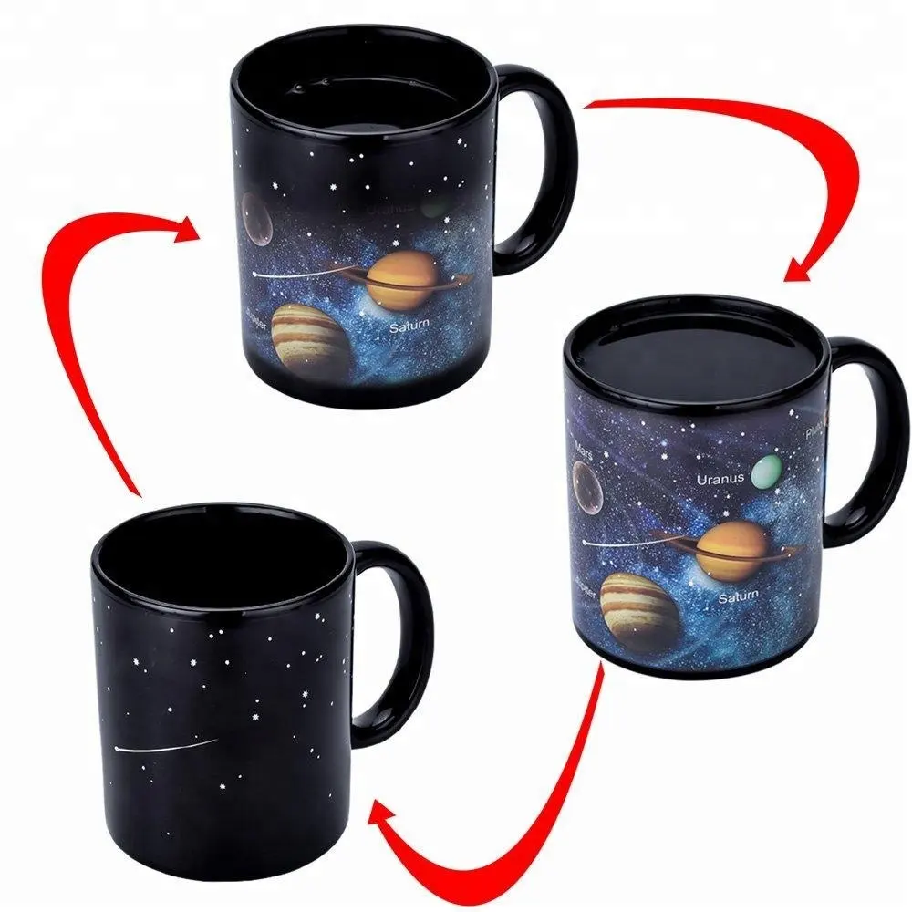 Novelty Magic Ceramic sublimation Coffee Mug 11 oz Heat Sensitive Solar System Unique Ideal Gifts tea cup color changing