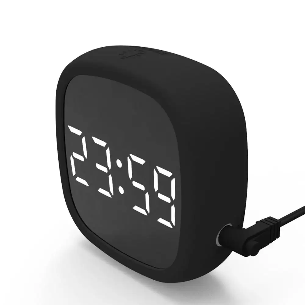 2019 Fashion Design Digital Mirror Surface Table Clock Voice Sound Control Desktop LED Alarm Clock