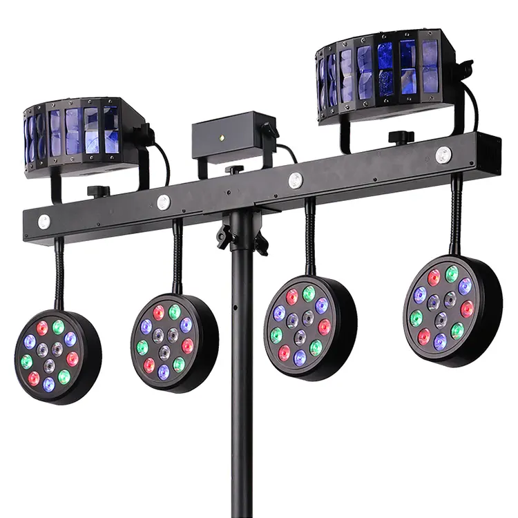 Luz LED de fiesta láser + Derby + par can + Efecto de combinación estroboscópica, iluminación de escenario para dj y discotecas