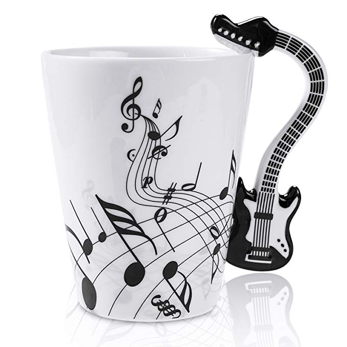 Zogift Handmade 3D Unique Musical Note Design Coffee Milk Ceramic Tea Mug <strong>Cup</strong> With Guitar Handle - Product Image 1