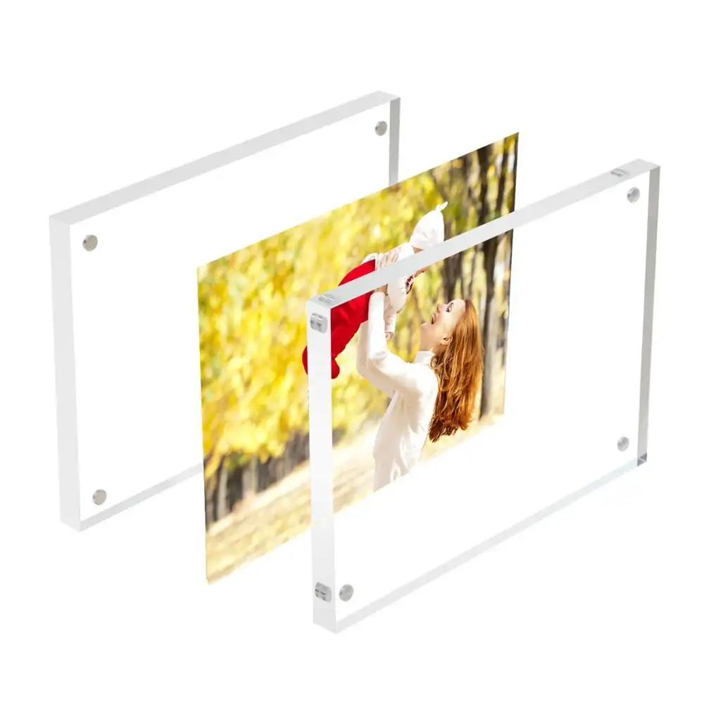 Personalizzato trasparente 11x17 8.5x11 8x10 6x8 5x7 4x6 pollici dimensioni acrilico forte magnetico cornice per foto